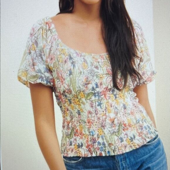 Anthropologie Tops - Anthropologie Aurelia Smocked Top Size Large